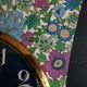 Vintage formica clock silent asymmetrical wall pendulum "Blue purple green flowers"