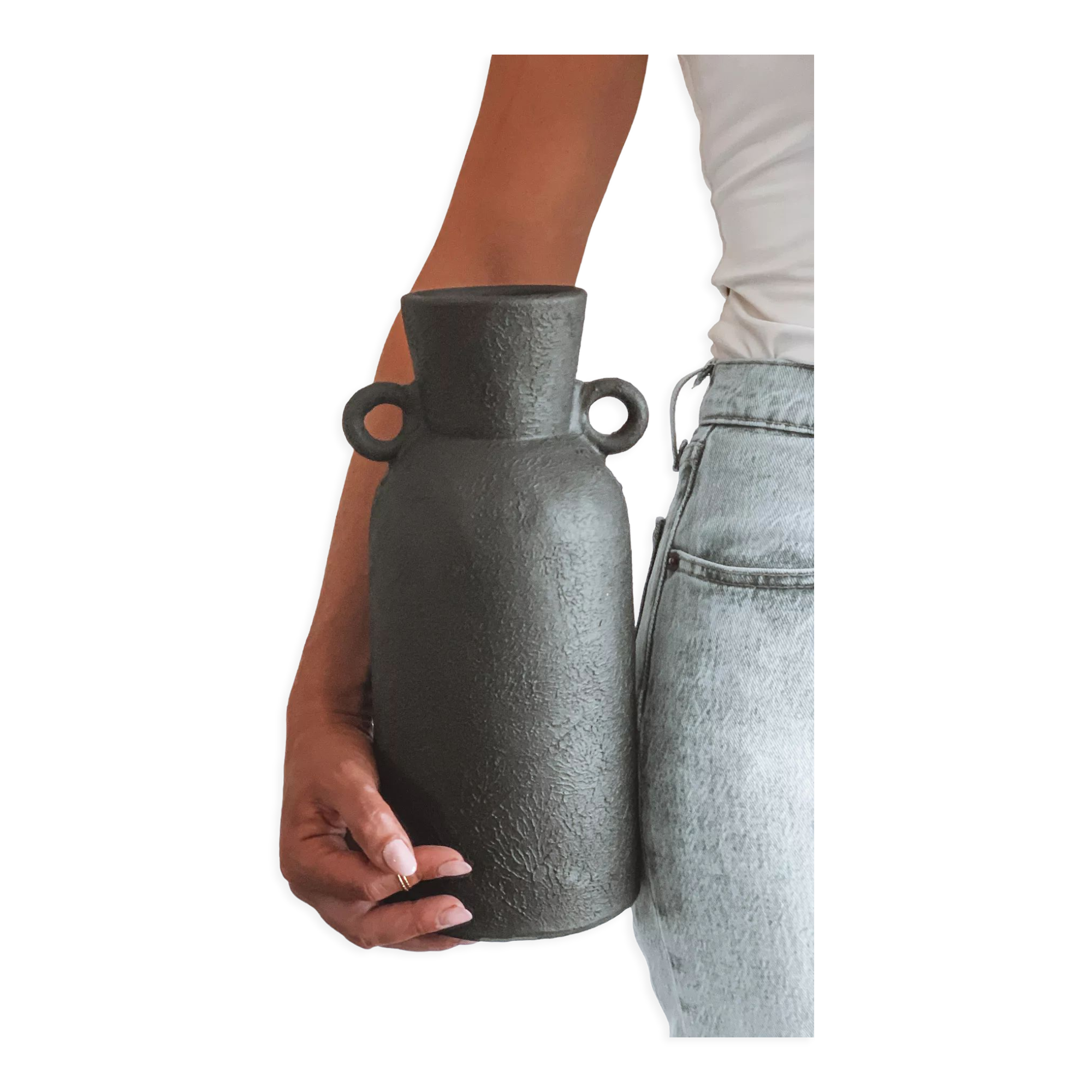 Black ceramic vase