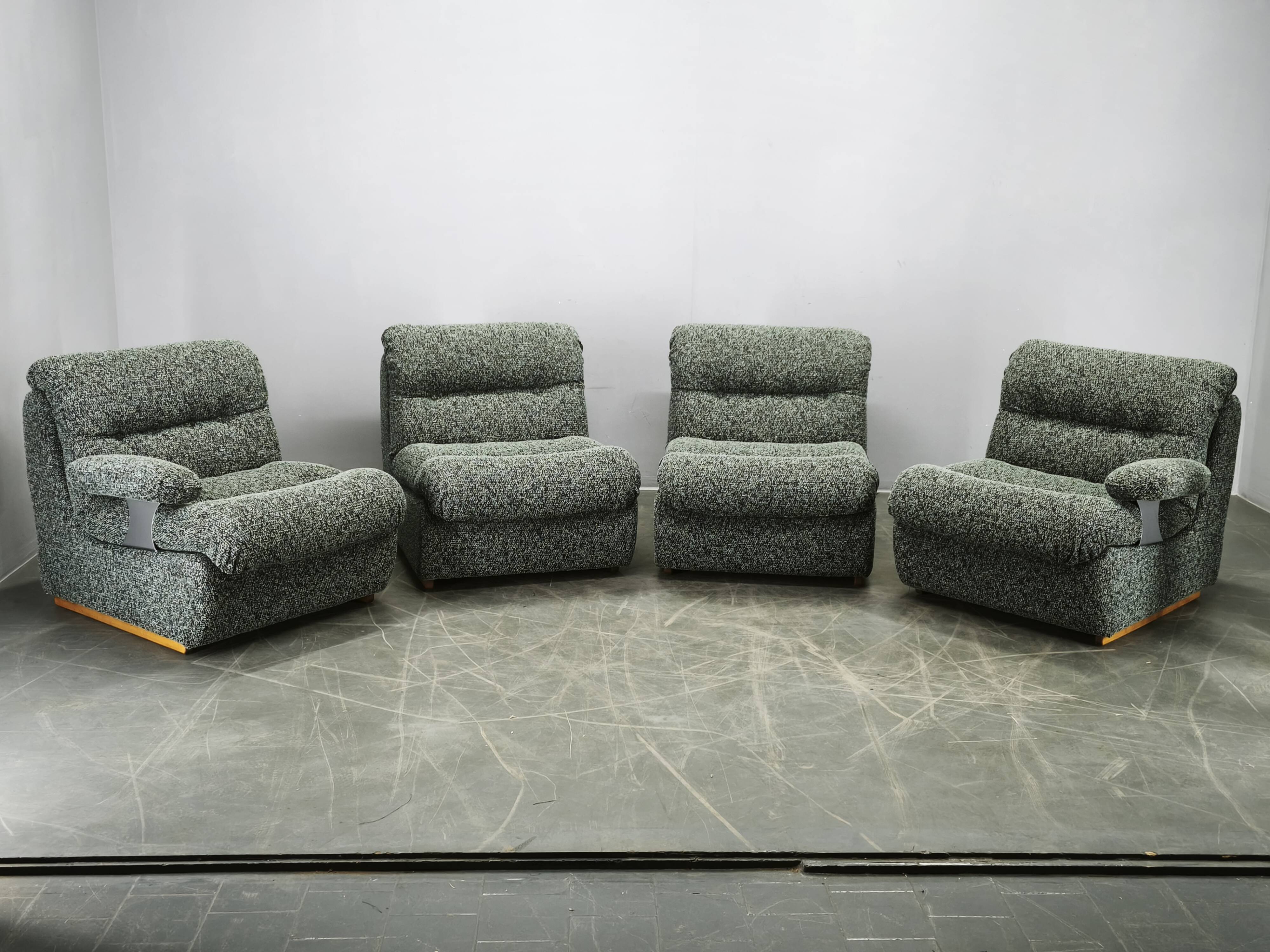 1970s Czechoslovak Space Age Four-Piece Sculptural Modular Sofa