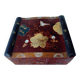 Lacquered wooden jewelry box / box with butterfly and landscape decoration