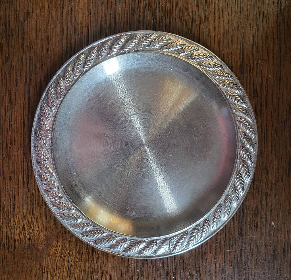 Silver Plated Small Tray Decorated with Wheat Ears