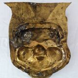 Vintage ritual mask in repoussé brass from Nepal/Tibet.