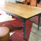 Large farm table 2m50 turned foot painted and waxed tray
