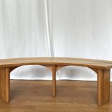 Curved half-moon bench, dlg by PIERRE CHAPO, 80s design - 2 available