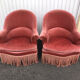 Paire de crapauds vintage en velours rose