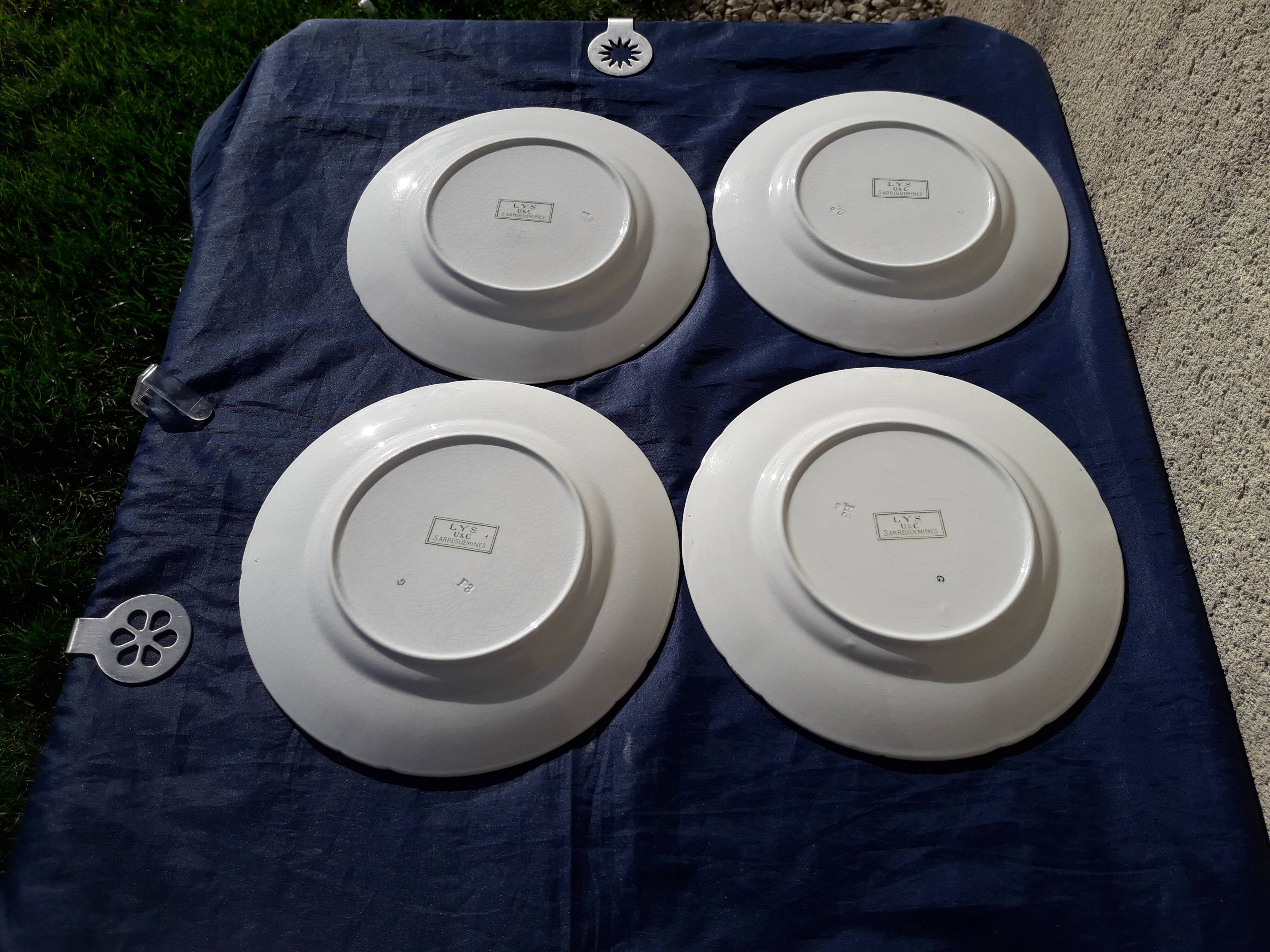 4 plates of earthenware of Sarreguemines