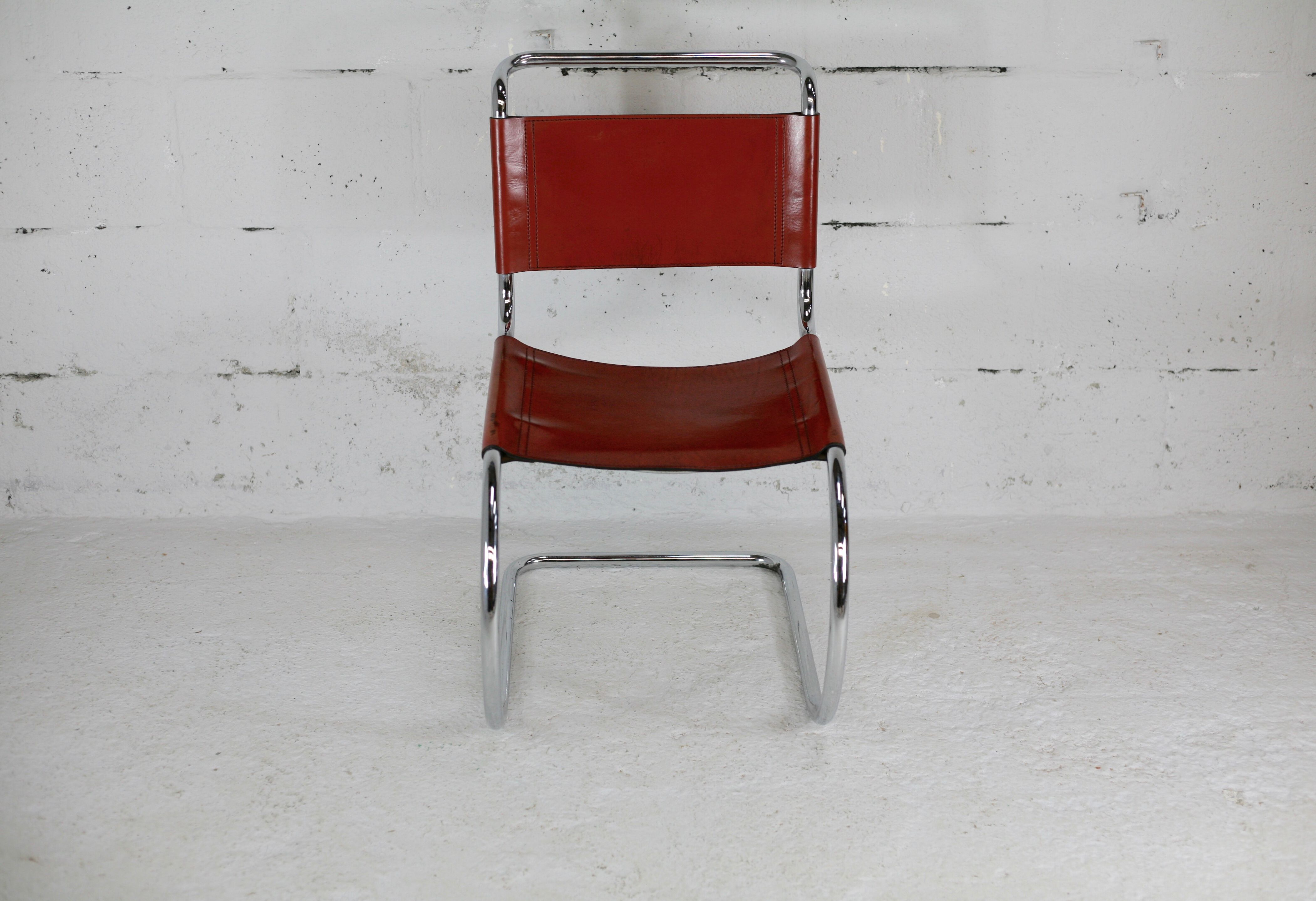 Chaise MR10 Mies Van Der Rorhe circa 1960 cuir cogna