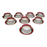 Set of 8 cups with saucers in Sologne L'Archevêque porcelain