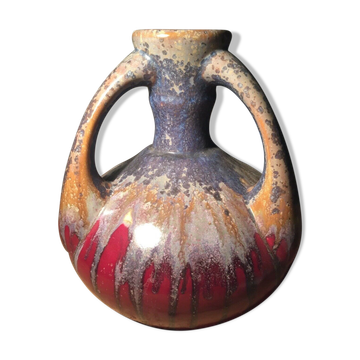 Vase en grès flammé à 3 anses Gustave de Bruyn faïencerie Fives 1930