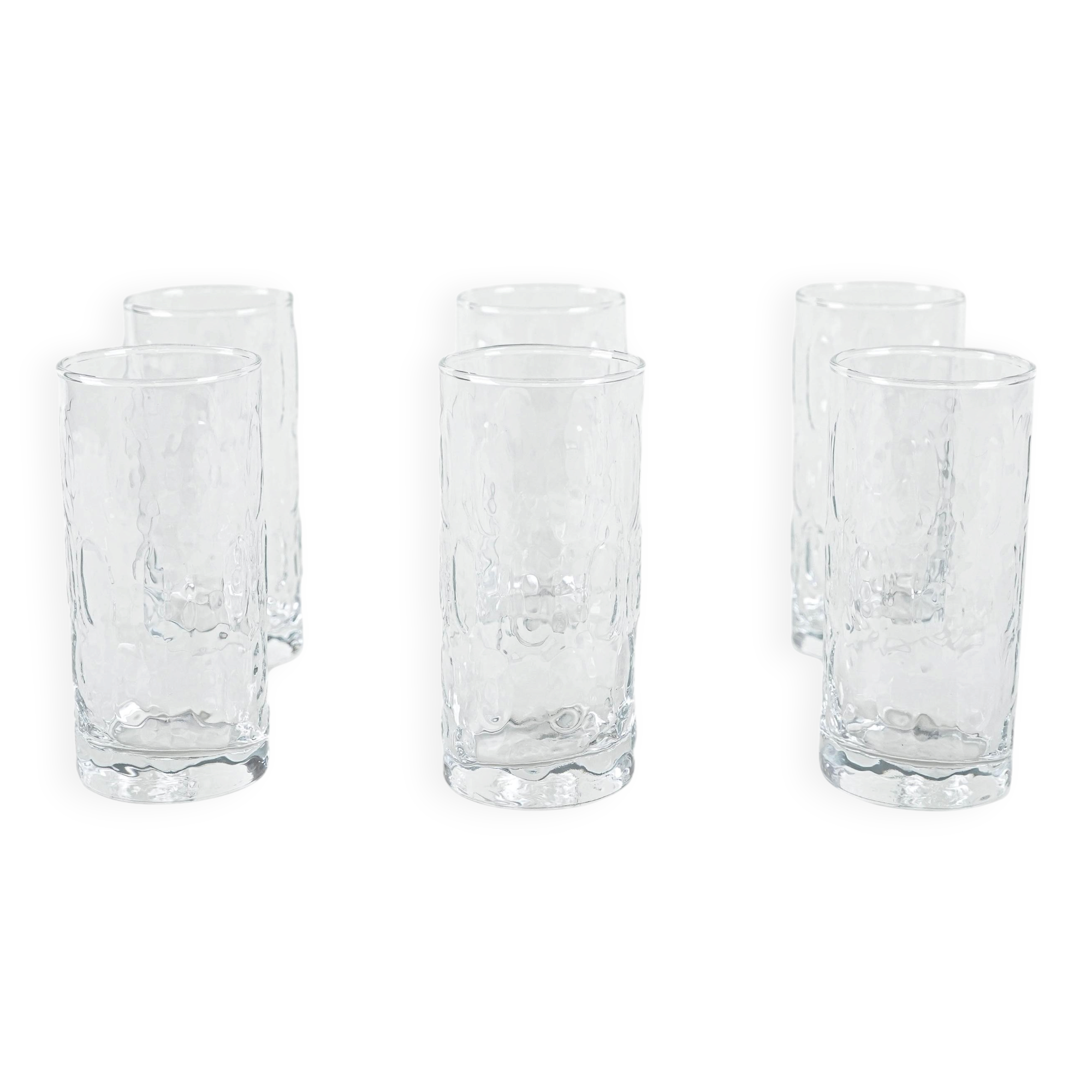 Ensemble de six verres, design danois, années 1970, fabriqué au Danemark.