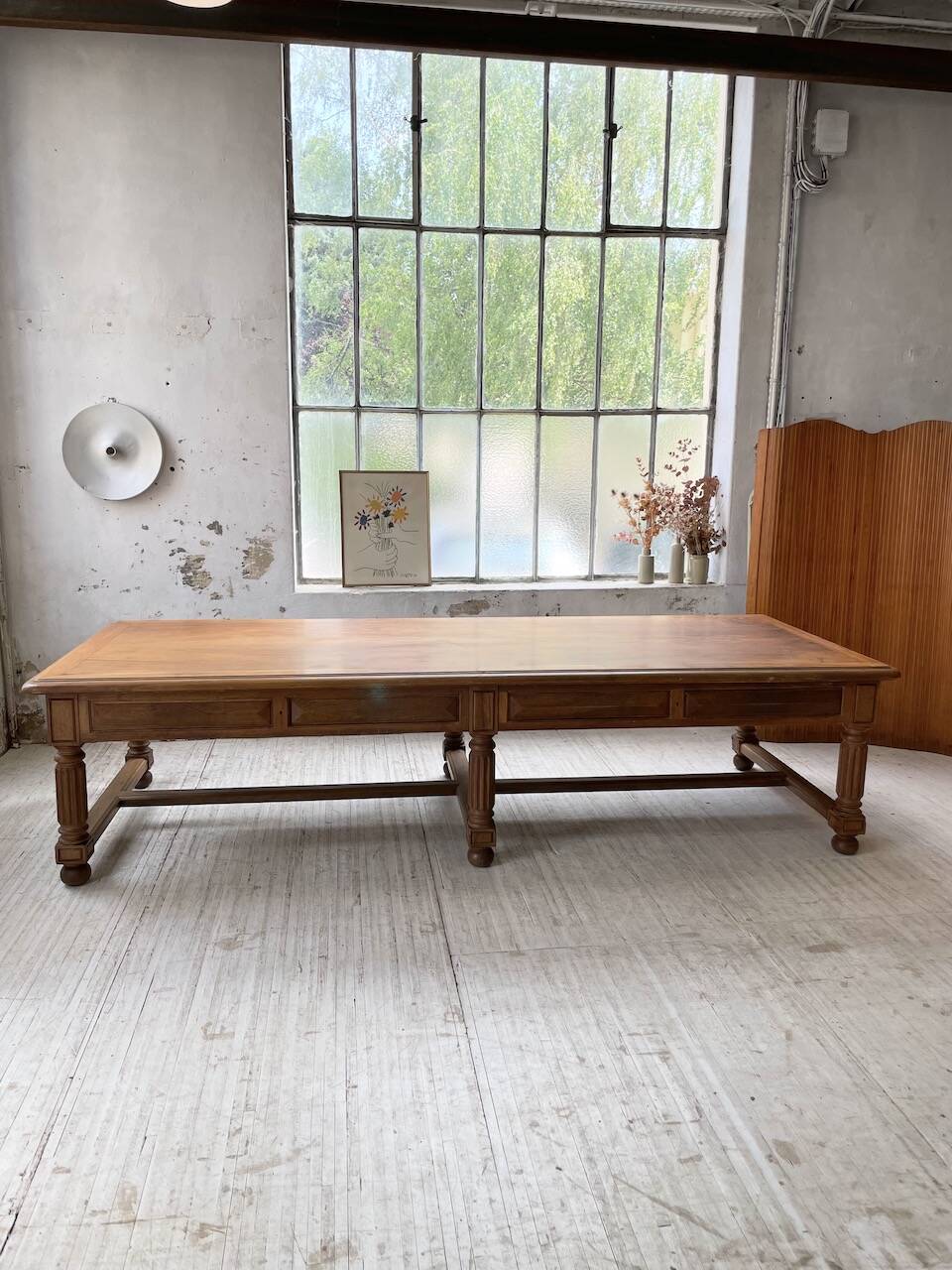 Solid walnut farmhouse castle table 1900 XXL