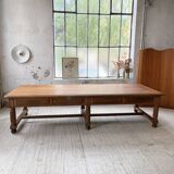 Solid walnut farmhouse castle table 1900 XXL