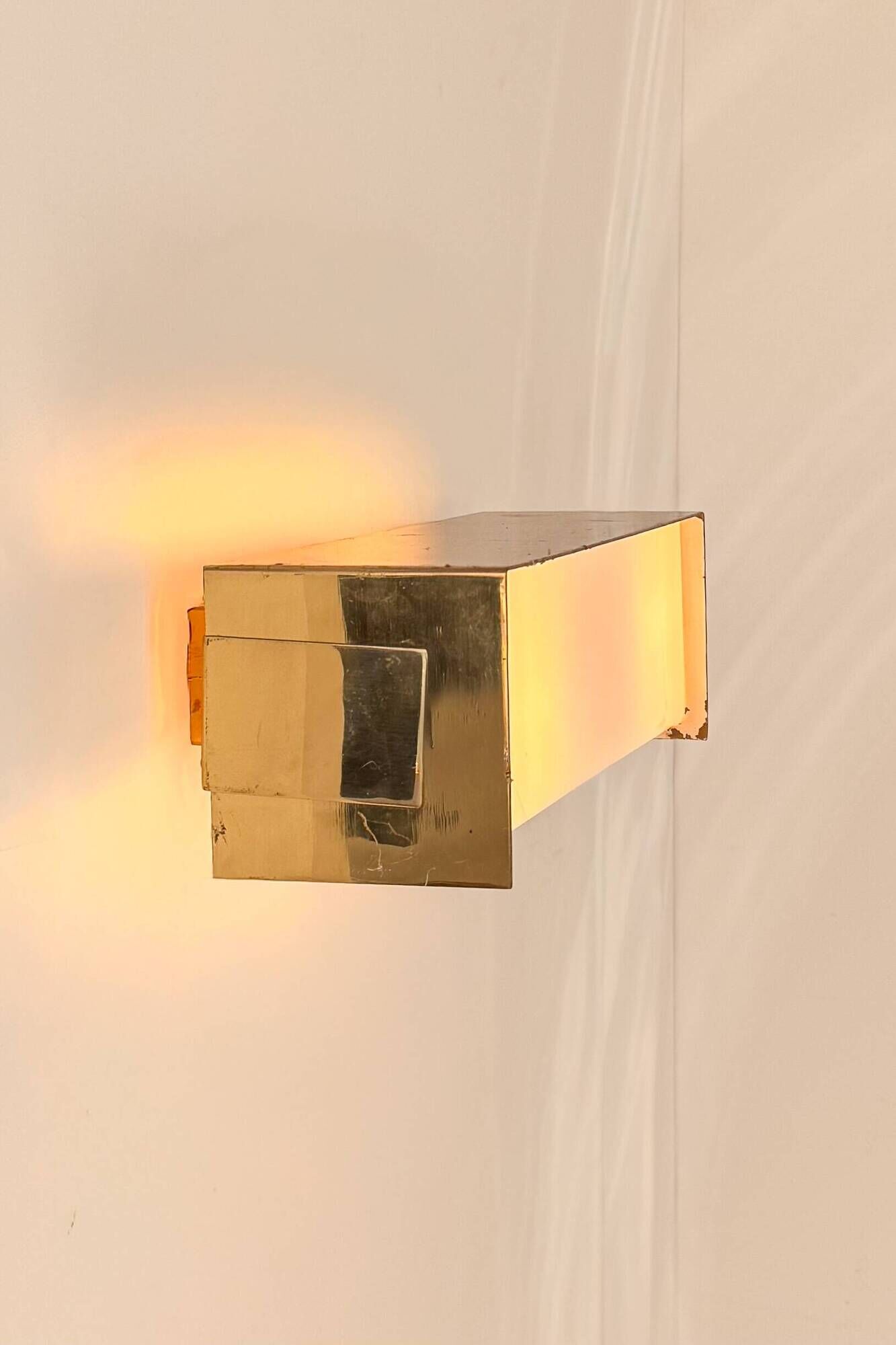 Vintage brass and Perspex wall light, France 1960.