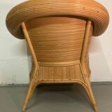 Pencil or split reed rattan arm or club chair, Vivai del Sud, 80s