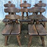 6 brutalist chairs in solid oak