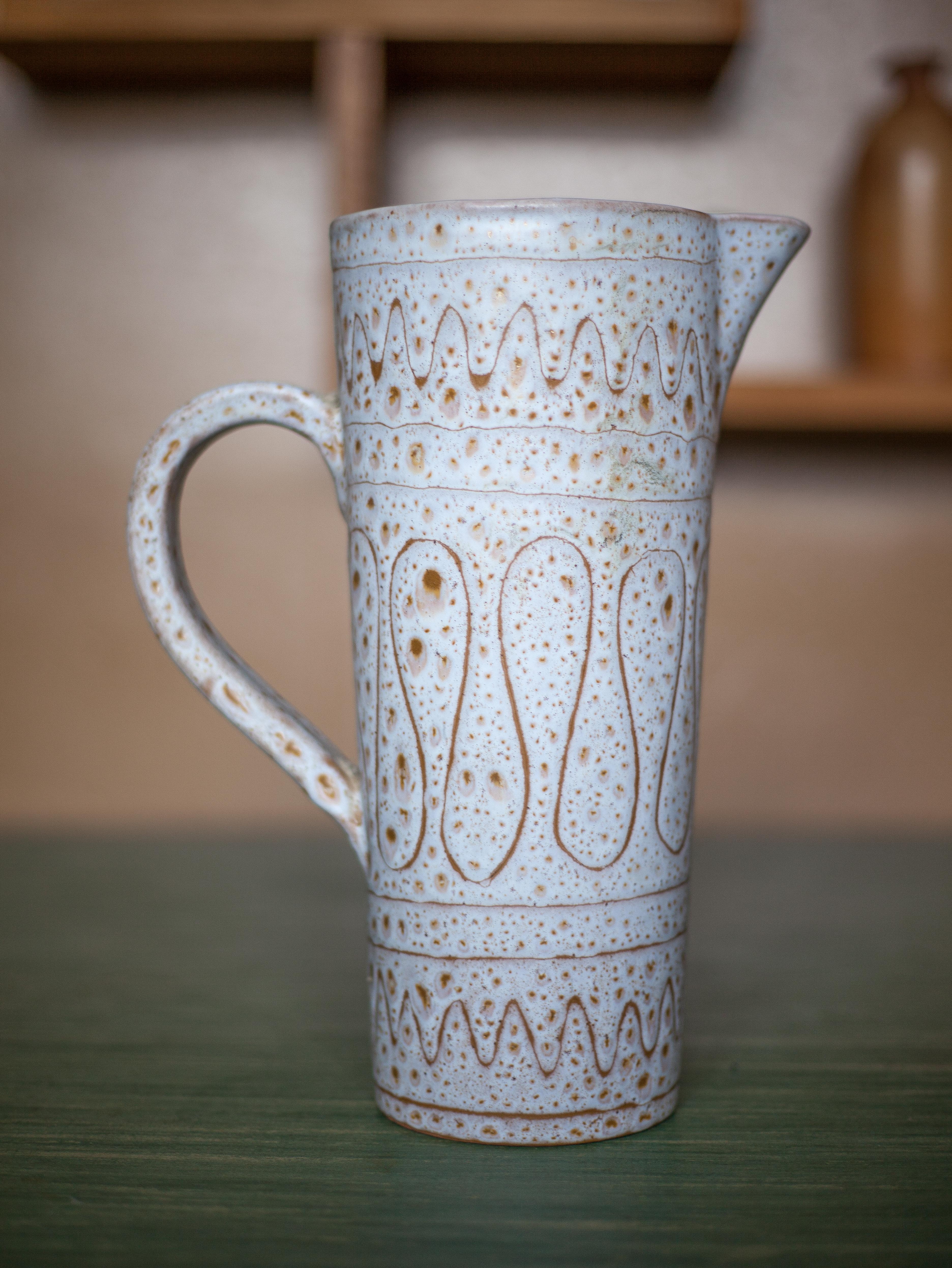Vintage pitcher, Vallauris ceramic pitcher signed by Jean Austruy, large pitcher, vase, collection