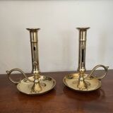 Pair of brass candle holders