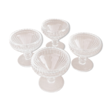 Set of 4 ice cream cups on foot transparent glass made in france