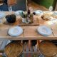 Solid raw oak table/island type "butcher's block" 180x105