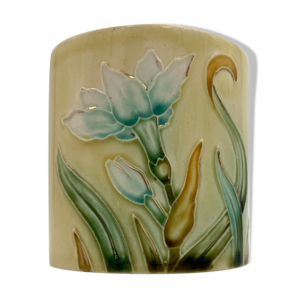 Gustave de bruyn, fives lilles france - art nouveau slurry vase - circa 1900