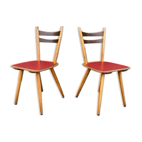 Paire de chaises bistrot brasserie vintage scandinave galette coloré LEGRAND DESIGN