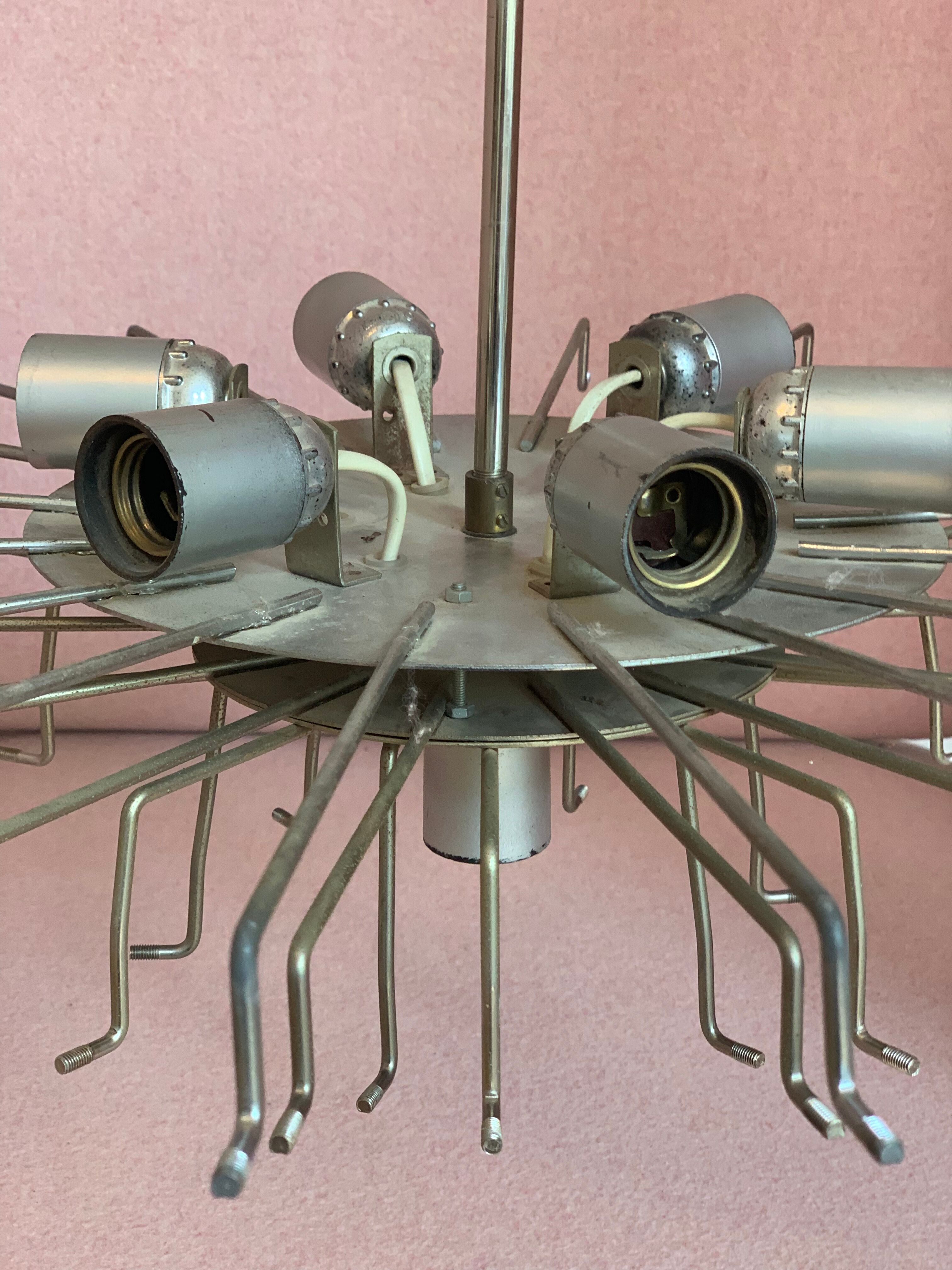 Midcentury ice glass plexi chandelier by kalmar