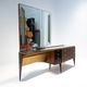 1960's Mid-Century Modern Italian Wooden Dressing Table with Lighting Mirror