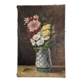 Still life with flowers, oil on canvas, signed, French school, 28 x 41 cm.