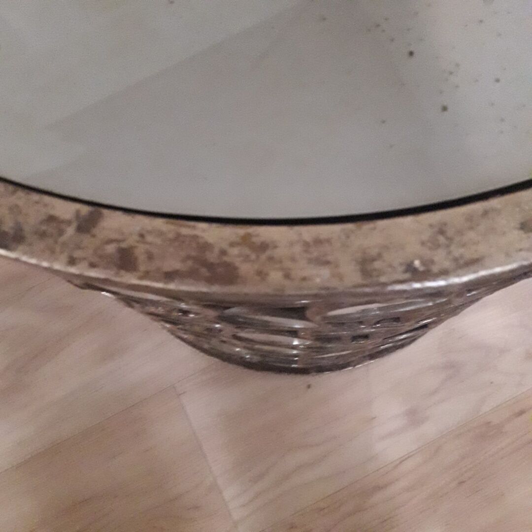Gilt metal mirrored drum table