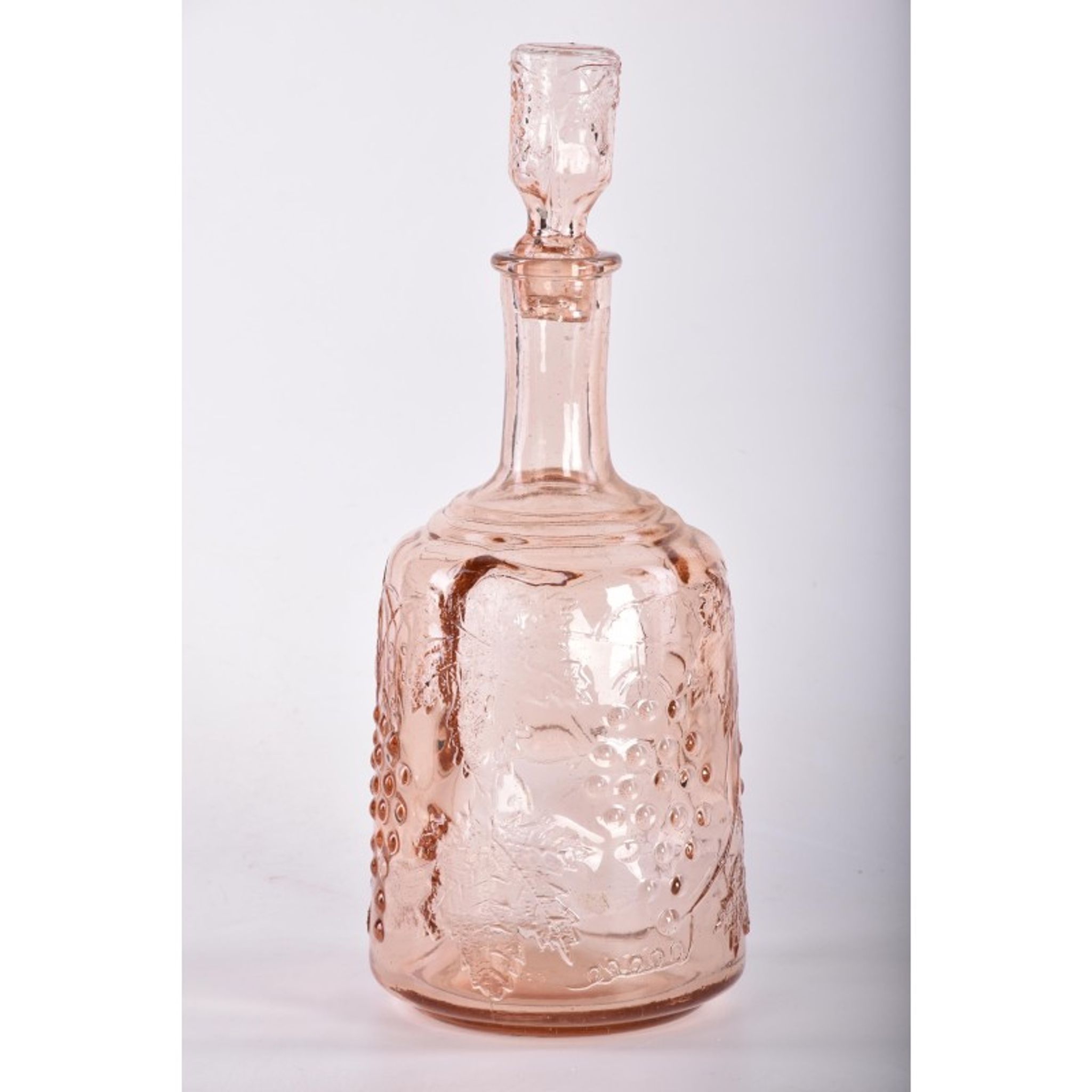 Vintage pink carafe with stopper / cap | brocante glass wine bottle / wine decanter