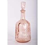 Vintage pink carafe with stopper / cap | brocante glass wine bottle / wine decanter