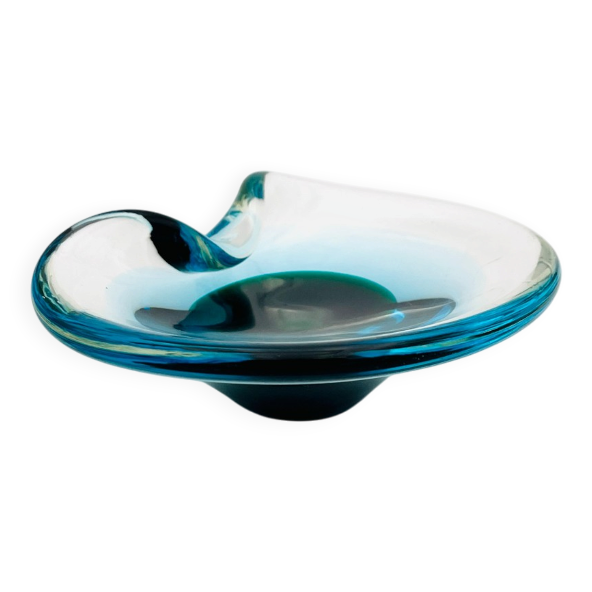 Murano Ashtray Galliano Ferro Sommerso Emerald Green 1960