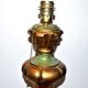Vintage lamp foot gilded and green in carved turned wood