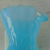 Blue and white opaline pitcher