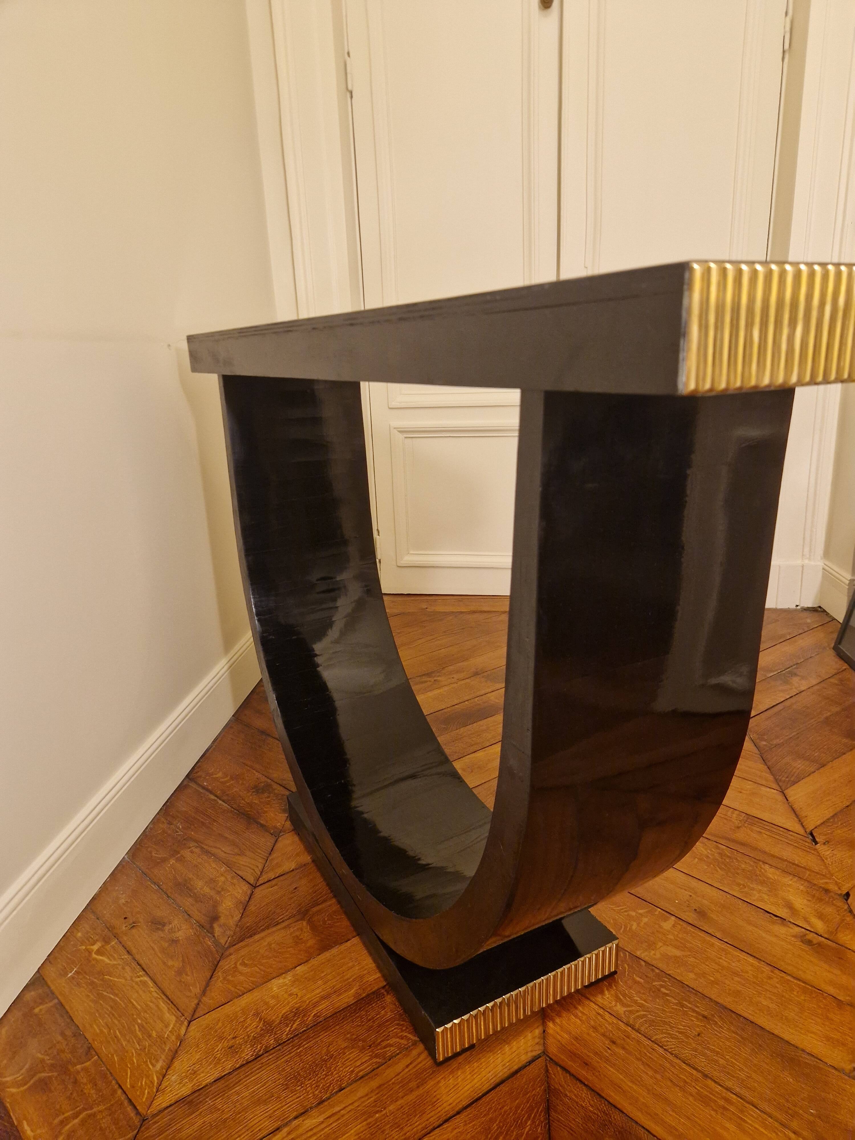 Art Deco console in black lacquered wood