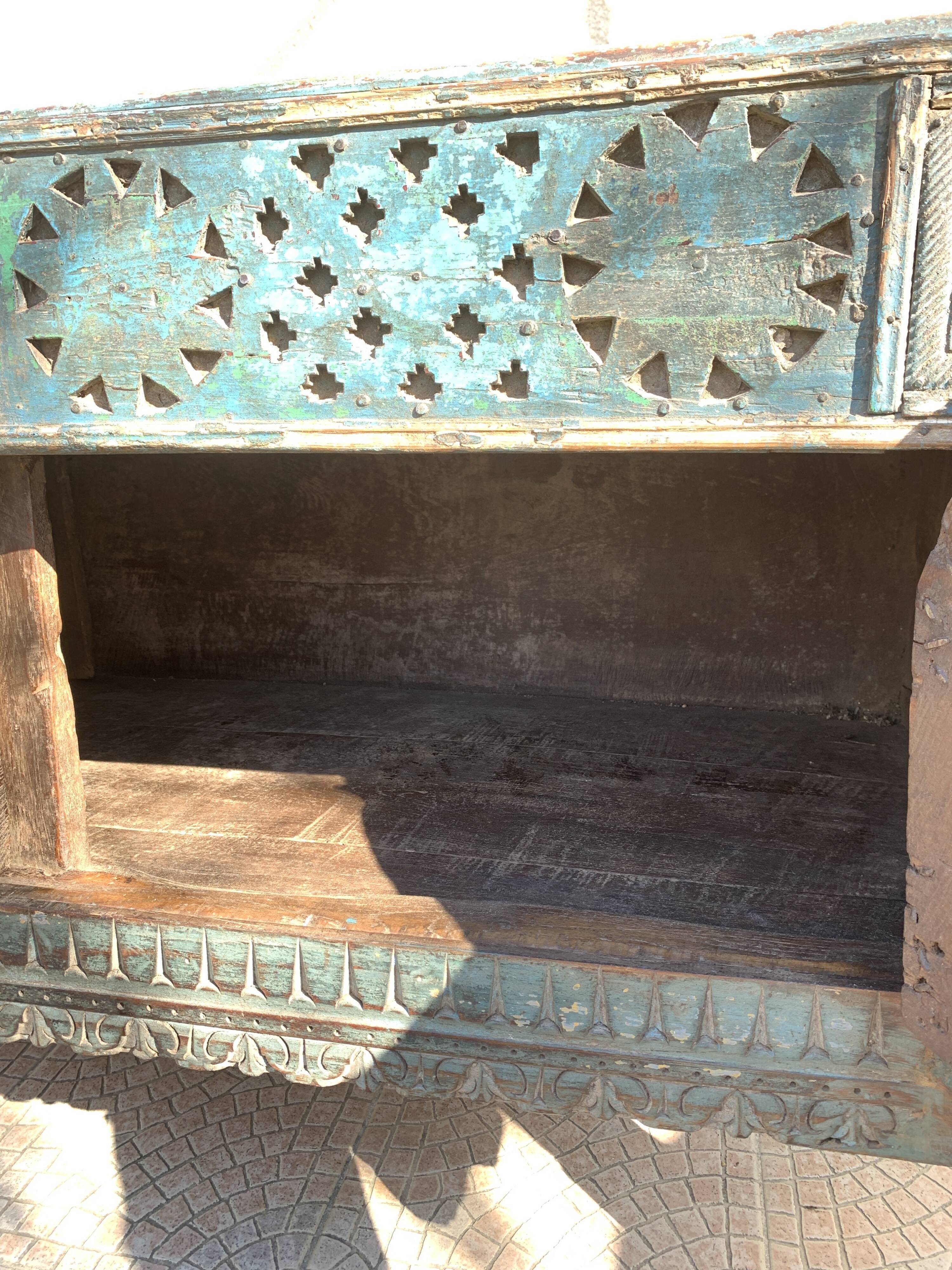 Ancient Indian furniture Damchiya blue