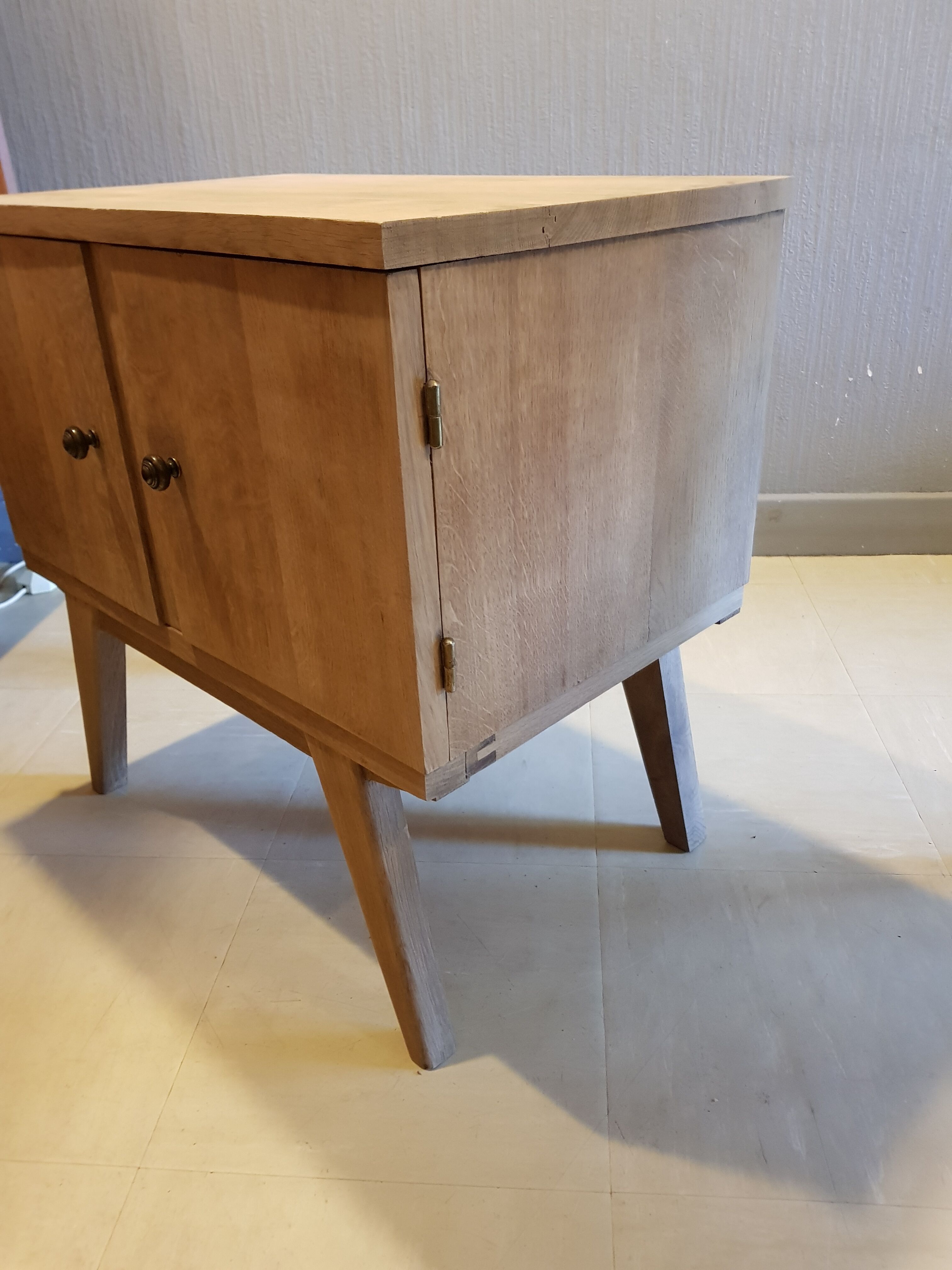 Vintage bedside furniture Scandinavian feet compass