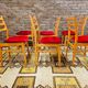 Set de 6 chaises tissu rouge 1960
