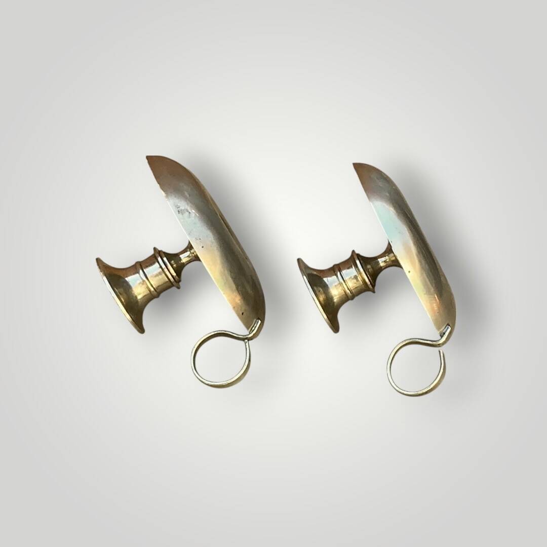 Pair of cloisonné brass cellar rat candlesticks – 1960s