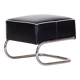 Black Leather Footstool from Slezák, Czechia, 1930s