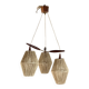 Scandinavian teak and rattan waterfall pendant light