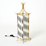 Pair of brass lantern lamps and fabrics from Maison Baguès 1960