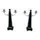 Art Deco Candlesticks in Black Lacquer, Oak & Nickel, Netherlands, 1930s, Set of 2