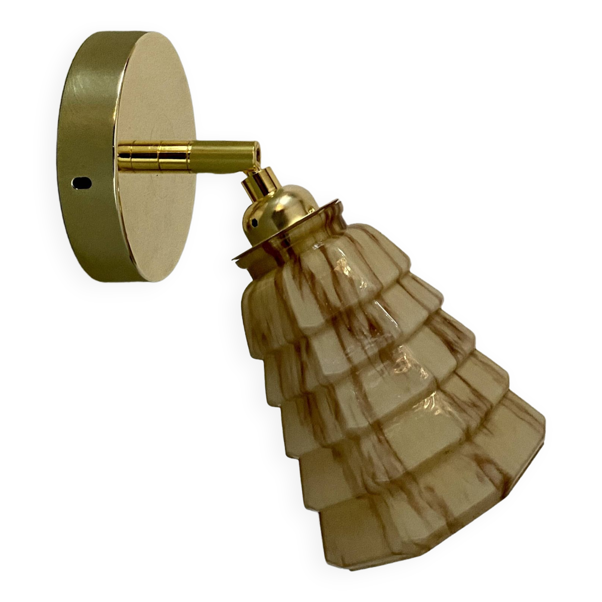 Vintage tulip wall lamp in marbled effect Clichy glass