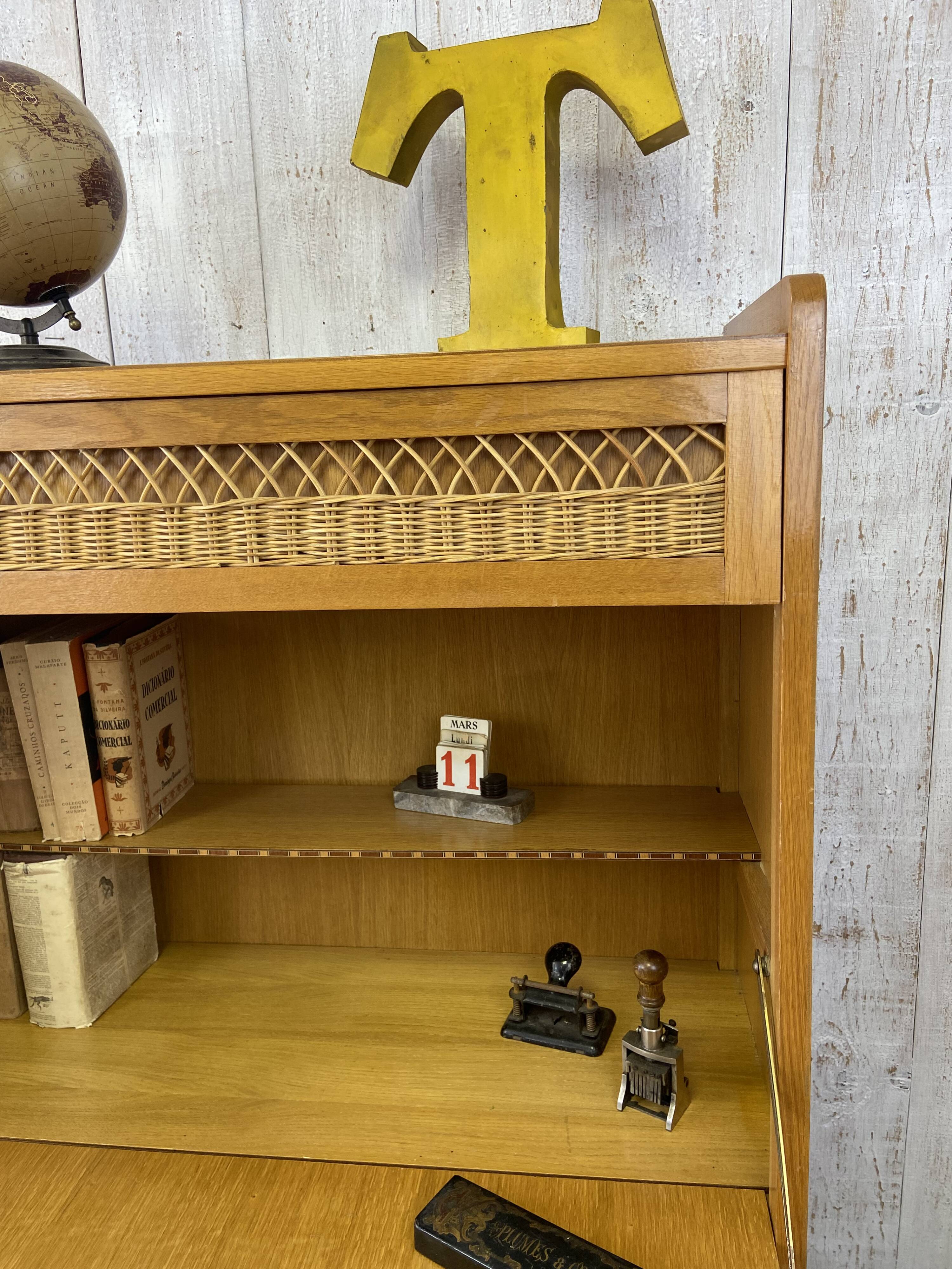 Vintage wood/wicker secretary