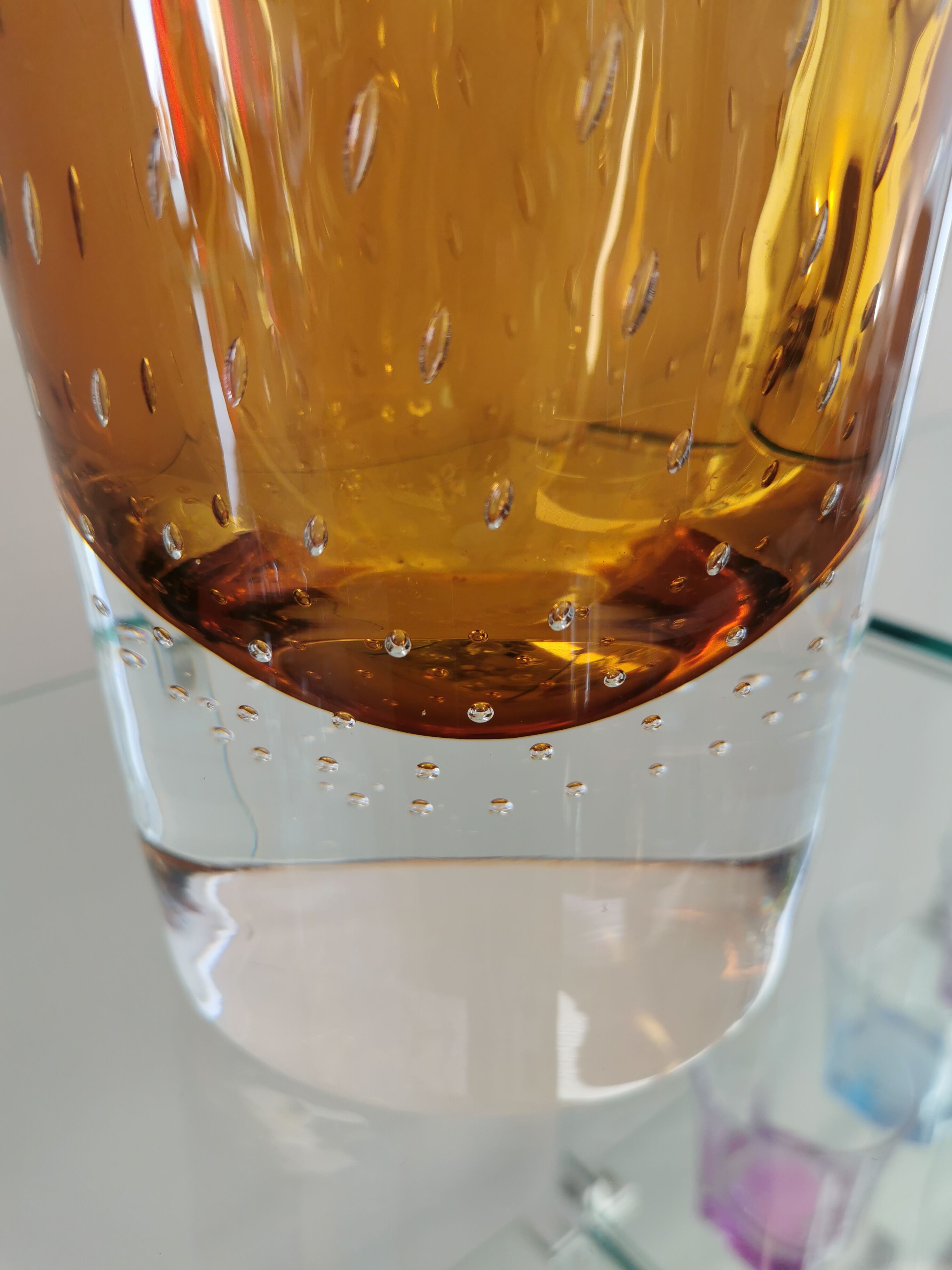 Blown glass vase bubbled from a glassworks in Poland