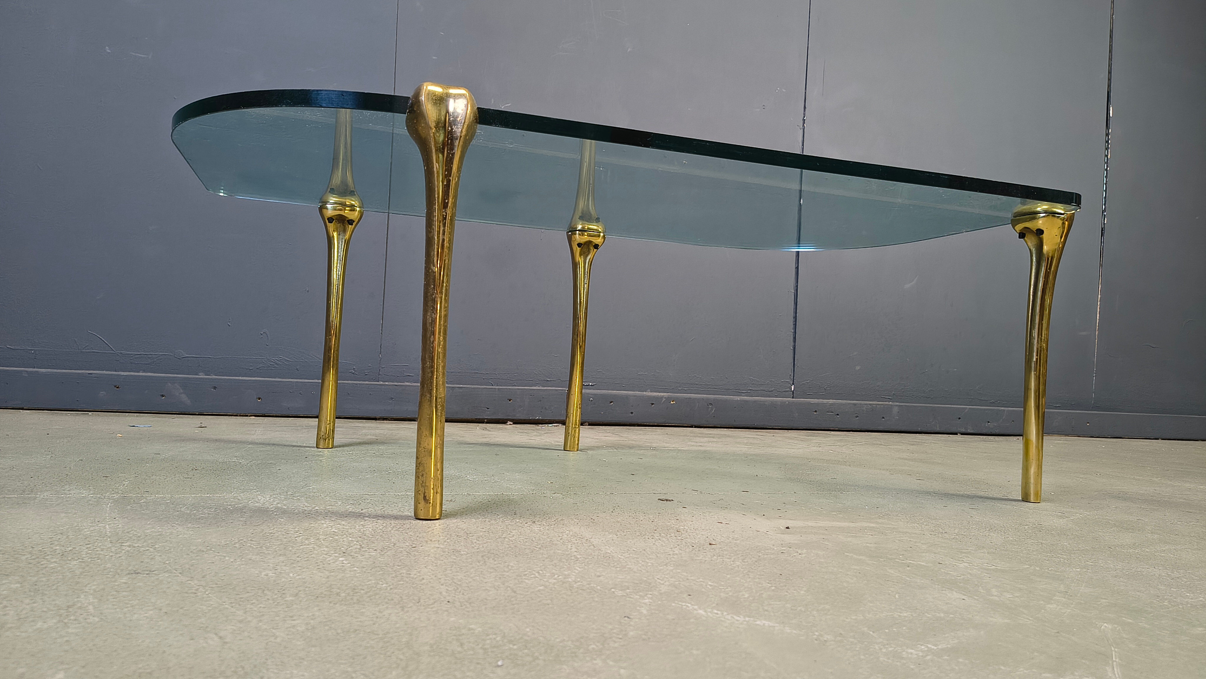 Brass and glass coffee table, 1970s