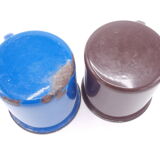 Pair of enameled steel mugs