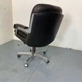 Mid-Century Italian Modernist Leather and Steel Adjustable Desk Chair, 1950s