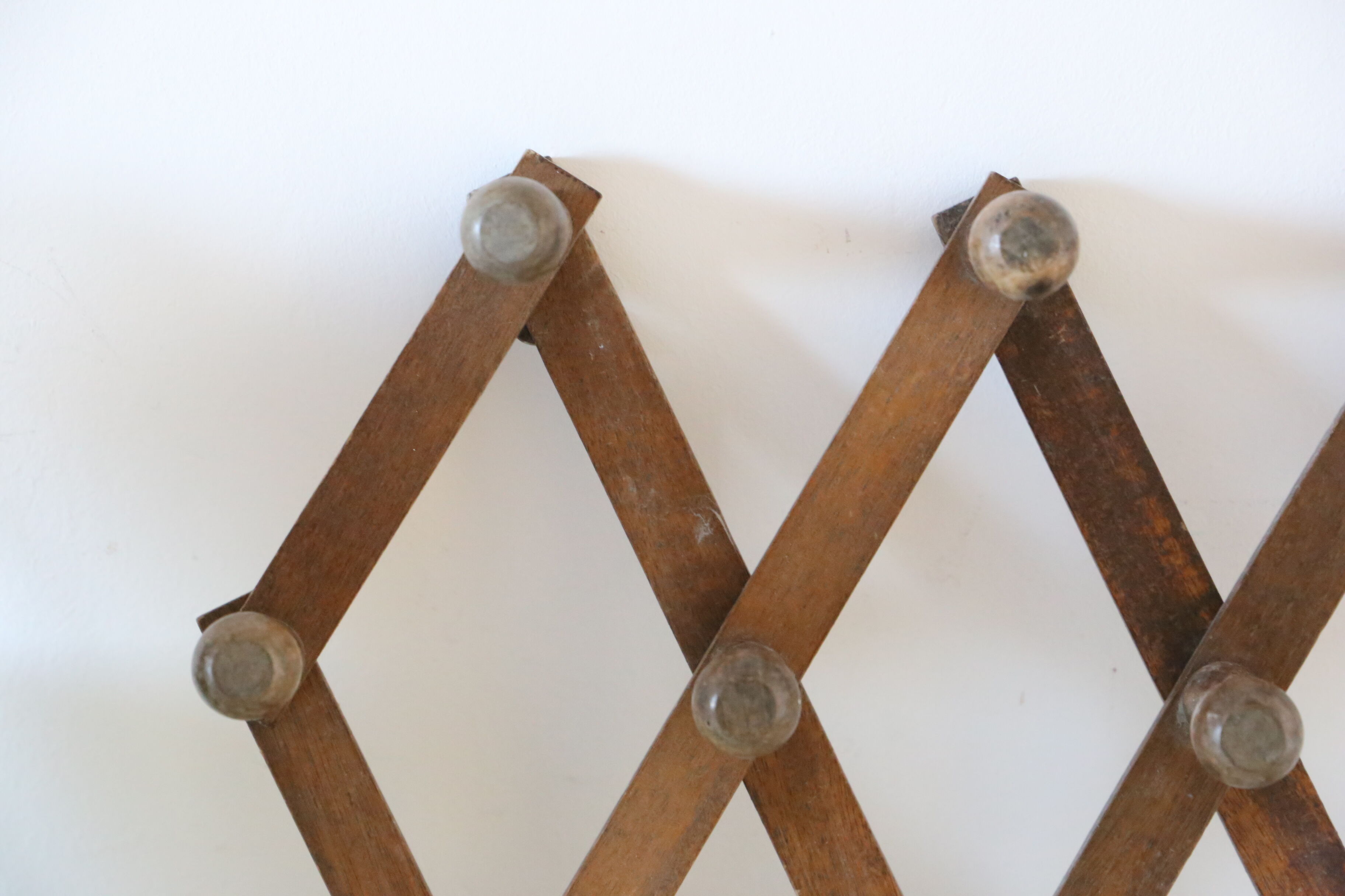 Vintage coat rack, wood, accordion